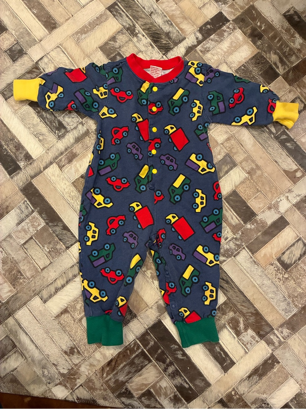 Vintage Gymboree rainbow tag Autobahn Cars 90s outfit